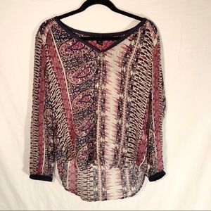 Lucky Brand Sheer Long Sleeve Blouse Size M